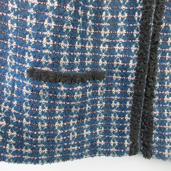 RSVP by Talbots Tweed Blazer Jacket Women 24 Blue Metallic Career Fringe 1096 - Picture 6 of 11